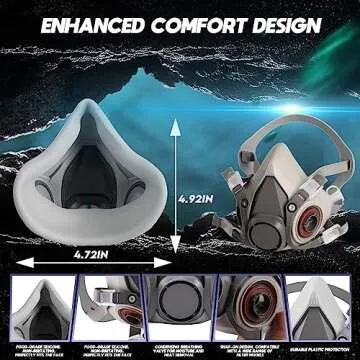 Respirator Mask with Filters 60921: Half Face Respirator Reusable Gas Mask for Spray Paint Chemical Epoxy Resin Dust Mask for Construction Organic Vapor Woodworking Sanding Welding