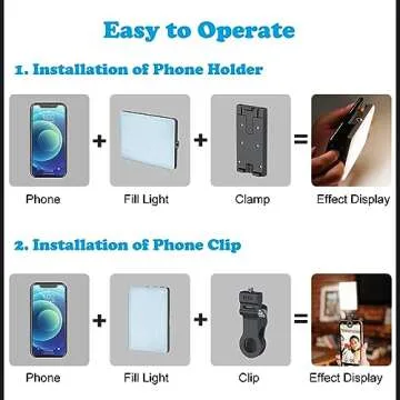 Bonvvie Rechargeable LED Selfie Light with Front/Back Phone Clip, Phone Light for iPhone Android iPad Tablet Laptop, Bi-Color Photography Camera Lighting for Makeup TikTok Selfie Vlog Video Conference