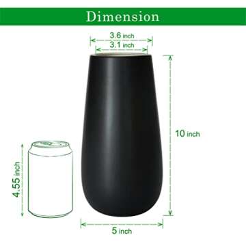 Elegant 10 Inch Black Ceramic Flower Vase for Home Décor
