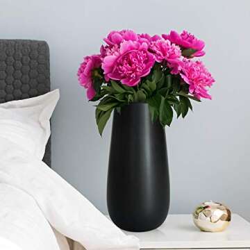 Elegant 10 Inch Black Ceramic Flower Vase for Home Décor