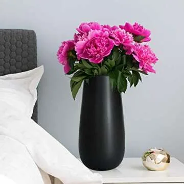 Elegant 10 Inch Black Ceramic Flower Vase for Home Décor