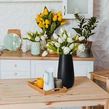 Elegant 10 Inch Black Ceramic Flower Vase for Home Décor