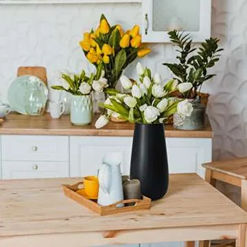 Elegant 10 Inch Black Ceramic Flower Vase for Home Décor