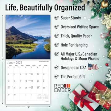 Red Ember Scotland Wall Calendar 2025 | Beautiful & Giftable