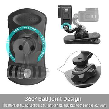 SUREWO 360° Rotation Backpack Strap Mount Quick Clip Mount Compatible with GoPro Hero 13,12,11,10,9...