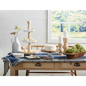 Mud Pie Wood Glass Cake Stand Set for Elegant Serving