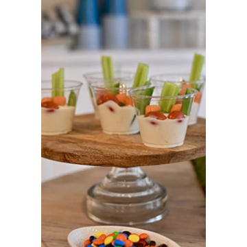 Mud Pie Wood Glass Cake Stand Set for Elegant Serving