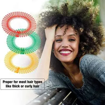 Nuenen Hairband, 9 Pieces Full Circular Stretch Comb Flexible Plastic Circle Comb Headband Hairband Holder for Women Hair Accessories, Multicolor