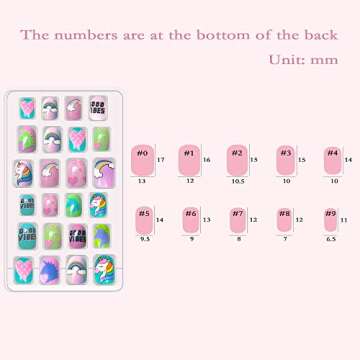 Allstarry 120pcs 5 pack Children Nails Press on Pre-glue Full Cover Glitter Gradient Color Rainbow Short False Nail Kits Lovely Gift for Children Little Girls Nail Art Decoration -Mermaid & Unicorn