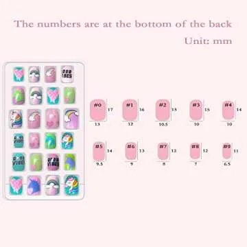 Allstarry 120pcs 5 pack Children Nails Press on Pre-glue Full Cover Glitter Gradient Color Rainbow Short False Nail Kits Lovely Gift for Children Little Girls Nail Art Decoration -Mermaid & Unicorn