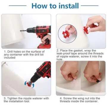 40 Pack Horizontal Chicken Nipples Waterer - Automatic Chicken Water Feeder, Easy Install Poultry Nipples Horizontal Side Mount Chicken Drinkers or Chicken Quail Duck