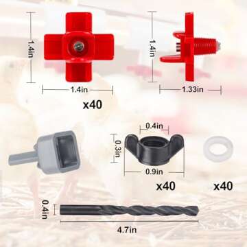 40 Pack Horizontal Chicken Nipples Waterer - Automatic Chicken Water Feeder, Easy Install Poultry Nipples Horizontal Side Mount Chicken Drinkers or Chicken Quail Duck