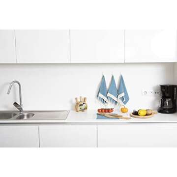 SMYRNA TURKISH COTTON Vintage Series Kitchen Dish Towels Pack of 4, Machine Washable Wash Cloths, Ultra Soft, Absorbent, Prewashed and Quick Dry Turkish Dish Towels, 15x26 Inch (Turquoise)