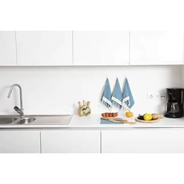 SMYRNA TURKISH COTTON Vintage Series Kitchen Dish Towels Pack of 4, Machine Washable Wash Cloths, Ultra Soft, Absorbent, Prewashed and Quick Dry Turkish Dish Towels, 15x26 Inch (Turquoise)