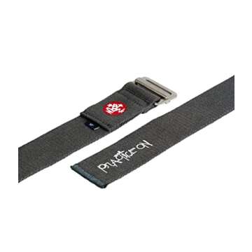 Manduka Align Yoga Strap - Lightweight Cotton, Secure, Slip Free Support, Thunder Grey, 1.75 Inch Wide, 8 Feet (244cm)