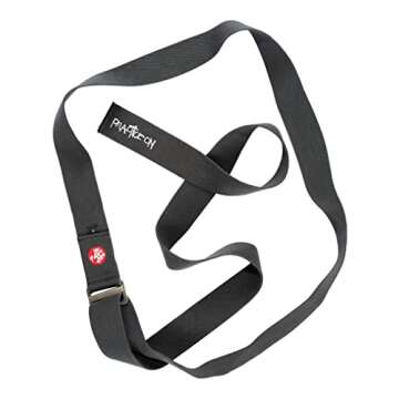 Manduka Align Yoga Strap - Lightweight Cotton, Secure, Slip Free Support, Thunder Grey, 1.75 Inch Wide, 8 Feet (244cm)