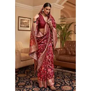 Elegant SGF11 Women's Kanjivaram Soft Silk Saree - Maroon