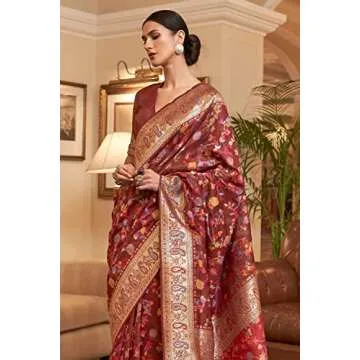 Elegant SGF11 Women's Kanjivaram Soft Silk Saree - Maroon