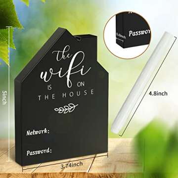 2Pcs Wifi Password Sign for Home Wooden Table Wifi Sign Wooden Freestanding Chalkboard Style House S...