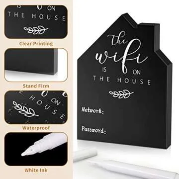 2Pcs Wooden WiFi Password Sign for Home and Business