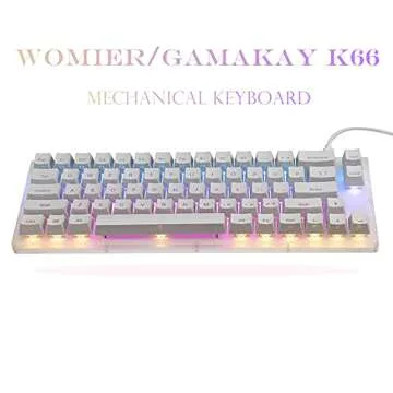 Womier K66 60% Keyboard - Mechanical Keyboard, Hot Swappable Wired RGB Backlit Keyboard, Gateron Switch Acrylic Gaming Keyboard for PC PS4 Xbox, Blue Switches