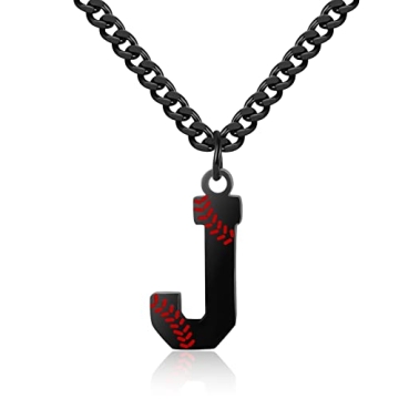 AIAINAGI Baseball Initial A-Z Letter Necklace for Men & Boys - Unique Gift