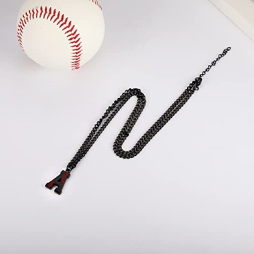 Baseball Initial A-Z Letter Necklace for Men & Boys