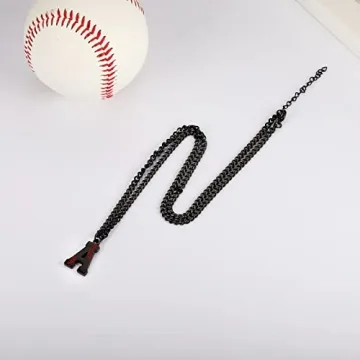 Baseball Initial A-Z Letter Necklace for Men & Boys
