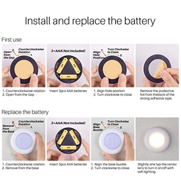 Battery Operated Warm White LED Puck Push Lights