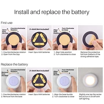 Battery Operated Warm White LED Puck Push Lights