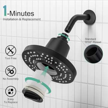 High-Pressure Filtered Shower Head for Healthier Skin