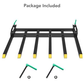 Clamp on Debris Forks to 60", Clamp-On Pallet Fork 4000 lbs Capacity Load Fit for Loader Bucket Skidsteer Tractor