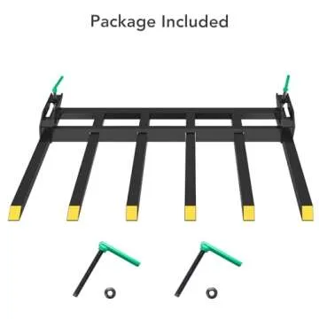 Clamp on Debris Forks to 60", Clamp-On Pallet Fork 4000 lbs Capacity Load Fit for Loader Bucket Skidsteer Tractor