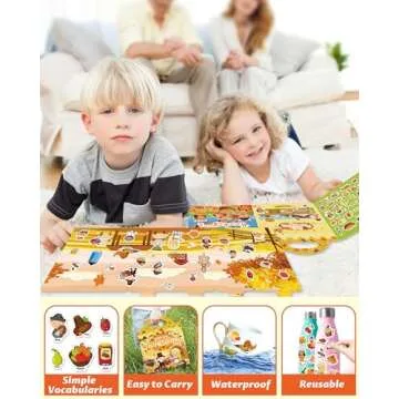 Walenced Reusable Sticker Book for Toddlers 2-4 Years, Stickers for Kids, Toddler Sticker Book Ages 1-3, Toddler Craft Activities, Toddler Travel Toys Ages 2+ Boy Girl Birthday Gifts - Thanksgiving