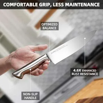 KnifeSaga 15-Piece Premium Kitchen Knife Set with Block