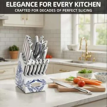 KnifeSaga 15-Piece Premium Kitchen Knife Set with Block
