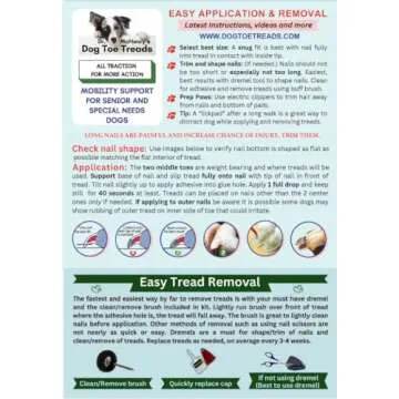 Dr. McHenry's Dog Toe Treads, Set of 24, Adhesive, Cleaning Brush, Increased Traction, Mobility Support, Large Kit- Weight: 40-60 lbs. Net Weight 1.6 oz.