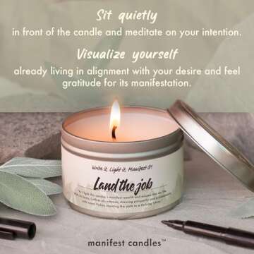 Manifest Candles 7oz Sage & Bergamot Money Candle with Manifestation Bracelet - Protection Candles for Negative Energy - Abundance Candles - Spiritual Candles for Positive Energy - Intention Candles