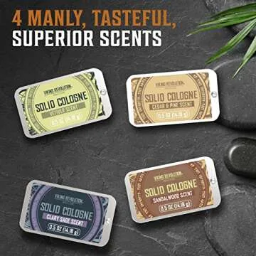 Viking Revolution 4 Pack Mens Solid Colognes Men Bundle of 2 - Balm Cologne for Mens Cologne Balm Tr...