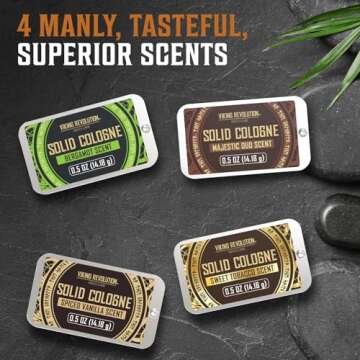 Viking Revolution 4 Pack Mens Solid Colognes Men Bundle of 2 - Balm Cologne for Mens Cologne Balm Travel Cologne Wax - Cologne for Men (0.5 Oz each)