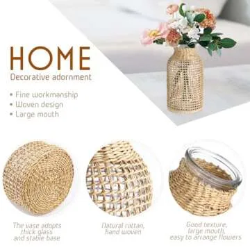 Chic DOITOOL Boho Glass Vase for Elegant Home Decor