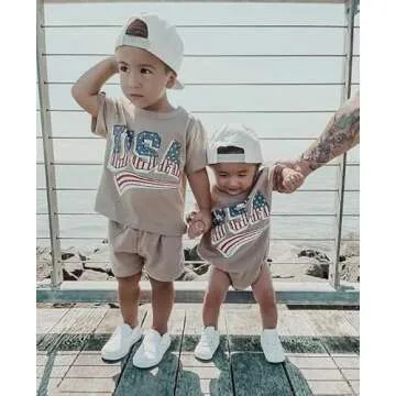Infant Baby Boy Girl 4th of July Outfits Short Sleeve Romper Jumpsuit Bodysuit USA T-Shirt Tops Inde...