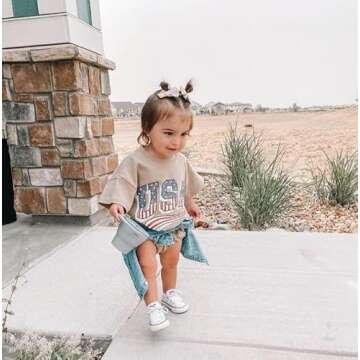 Infant Baby Boy Girl 4th of July Outfits Short Sleeve Romper Jumpsuit Bodysuit USA T-Shirt Tops Independence Day Clothes (A-Grey, 0-6 Months)