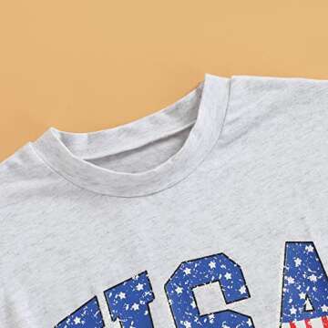 Infant Baby Boy Girl 4th of July Outfits Short Sleeve Romper Jumpsuit Bodysuit USA T-Shirt Tops Independence Day Clothes (A-Grey, 0-6 Months)