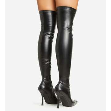 Lemonade Women's Over The Knee Heels Thigh High Boots Stiletto High Heel Stretch Pointed Toe Fall Winter Thigh Long Boots Catcher boots Black 7.5