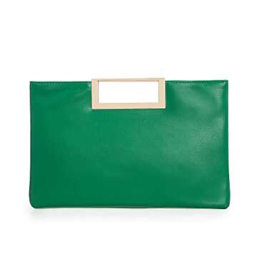 CHARMING TAILOR Fashion PU Leather Handbag Stylish Women Convertible Clutch Purse (Green)