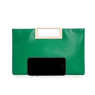 CHARMING TAILOR Fashion PU Leather Handbag Stylish Women Convertible Clutch Purse (Green)