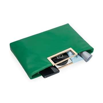 CHARMING TAILOR Fashion PU Leather Handbag Stylish Women Convertible Clutch Purse (Green)