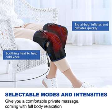 CINCOM Heated Knee Massager, Air Compression Knee Massager with Heat for Pain Relief Knee Brace Wrap...