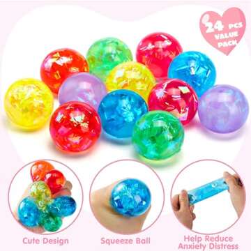 JOYIN 24 Packs Valentine's Day Stretchy Balls with Cards, Classroom Exchange Gift for Kids, Valentine's Party Favors, Classroom and Holiday Reward Prizes, Stress Relief Stretch Balls